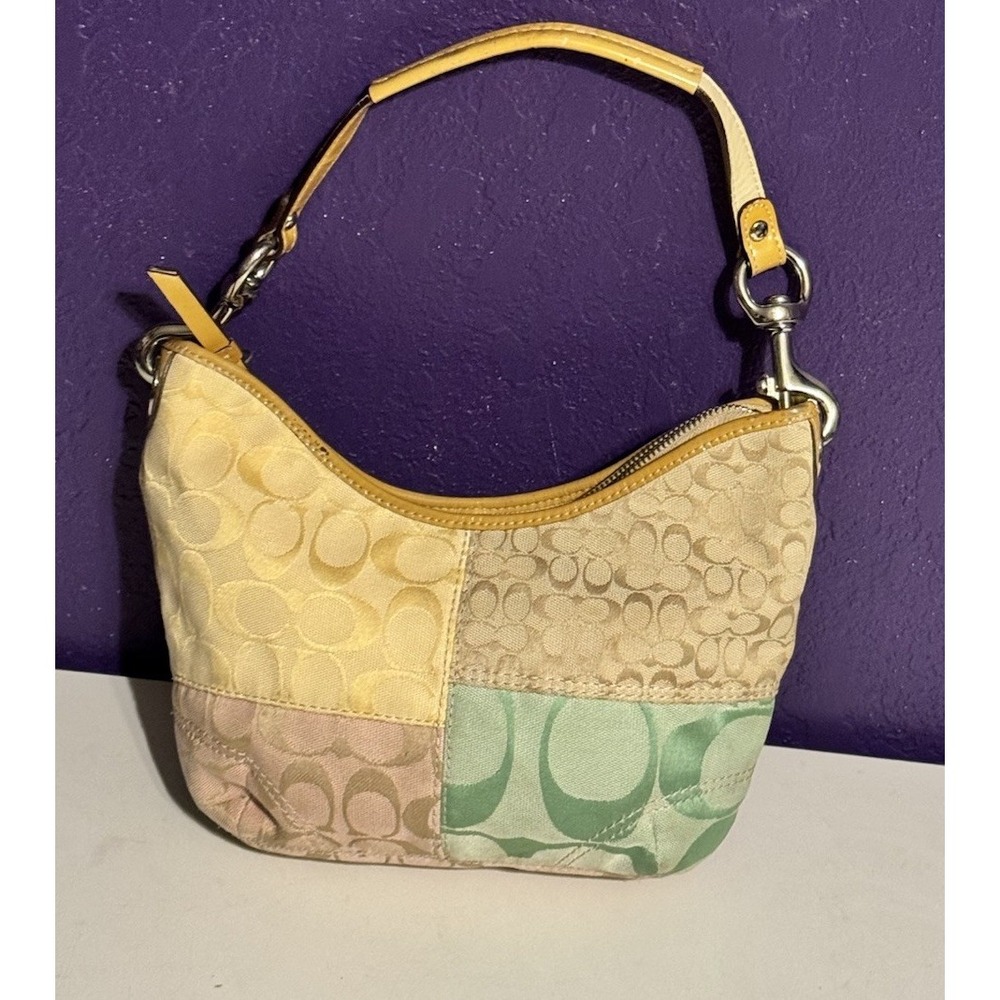 Vintage Coach Pastel Signature Patchwork Shoulder Bag F14898 Y2K Rare